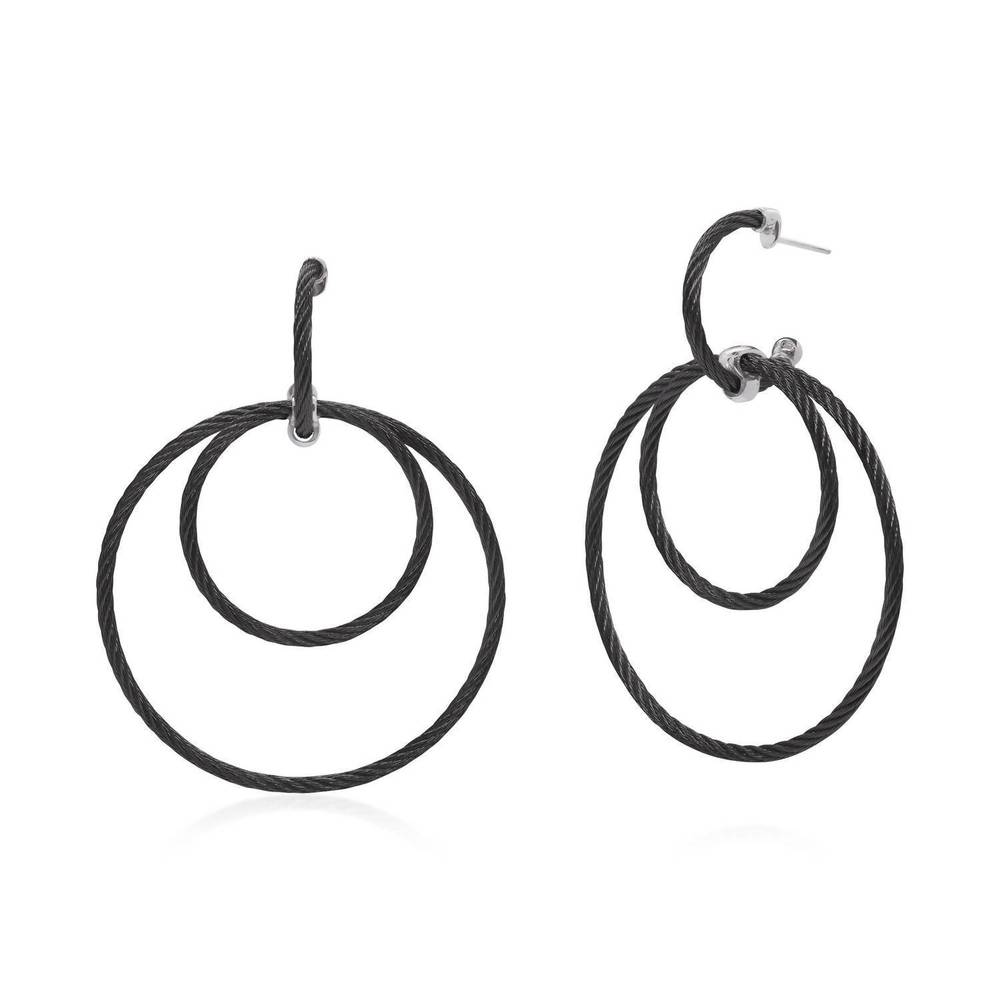 NEW ALOR triple drop hoop earring in black